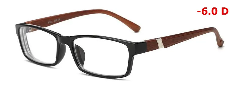 Цветочные очки для близорукости Eyewear-100-150-200-250-300-350-400 ультралегкие женские и мужские короткие очки для коррекции зрения - Цвет оправы: wooden myopia 600