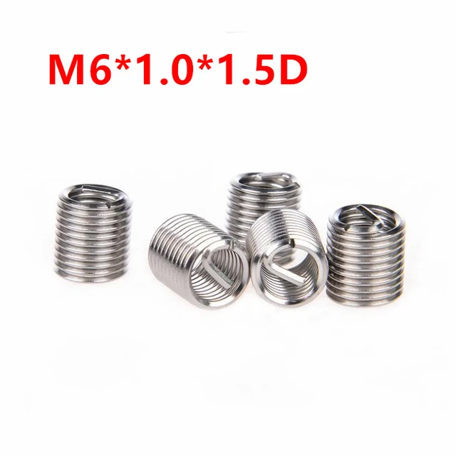 100pcs M6*1.0*1.5D Wire Thread Insert, m6x1.5d Wire screw sleeve, M6 Screw  Bushing Helicoil Wire Thread Repair Inserts SUS304