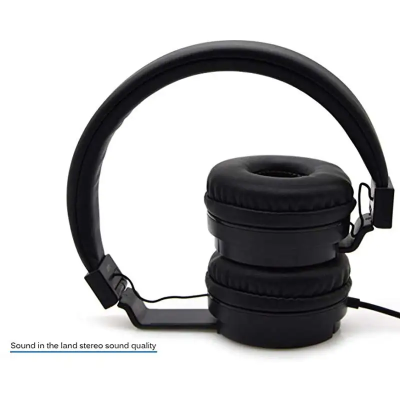 Portable 3 5mm Foldable Over Ear Headphone Wired Lightweght Cord Earphones for Phones PC MP3 MP4 Player and More