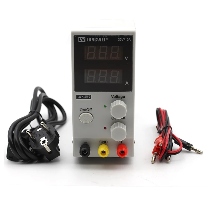 Tanie Mini regulowany cyfrowy zasilacz DC 30V 10A laboratorium przełączanie zasilania 110 v 220 v K3010D laptop telefon naprawa Rework