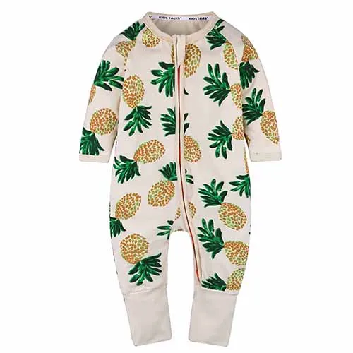 Одежда для новорожденных мальчиков; Ползунки с длинными рукавами и цветочным принтом для маленьких девочек; детские комбинезоны; комбинезон; PajamasDLY121 - Цвет: as photo