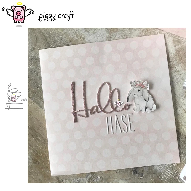 

Piggy Craft metal cutting dies cut die mold German hello letter Scrapbook paper craft knife mould blade punch stencils dies
