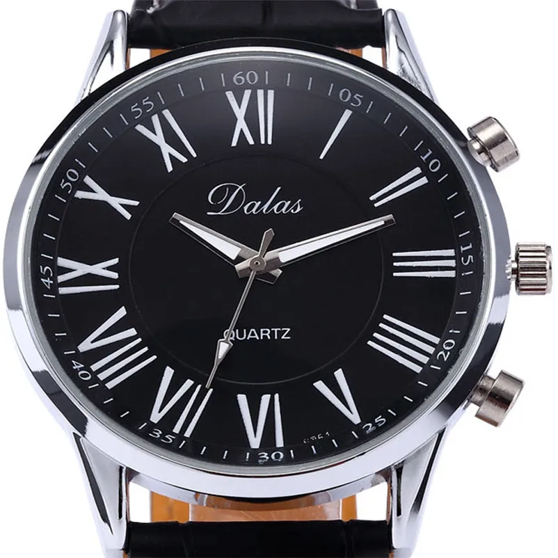 New Luxury Mens Men's watches quartz leather Faux Leather Analog Quartz Wrist Watch Black Men Wholesale #2AP22B (5)
