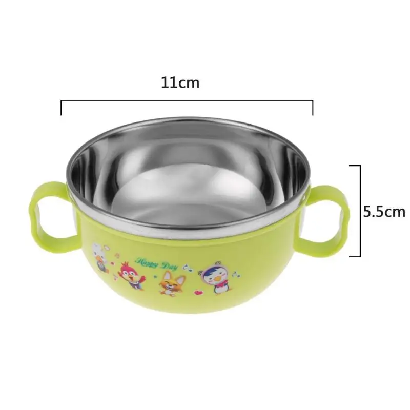 300ml Baby Feeding Training Bowl With Spoon Set Baby Tableware Bowl Stainless Steel Cartoon Binaural Baby Feeder Kids Plate Suck 300ml Baby Feeding Training Bowl With Spoon Set Baby Tableware Bowl Stainless Steel Cartoon Binaural Baby Feeder Kids Plate Suck