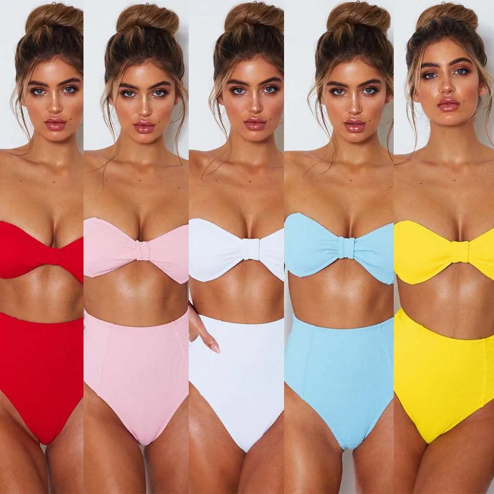 

BoyaoMax new sexy solid bikini 2018 push up padded bikinis women swimsuit two piece swimwear Wine yellow tanga de las mujeres