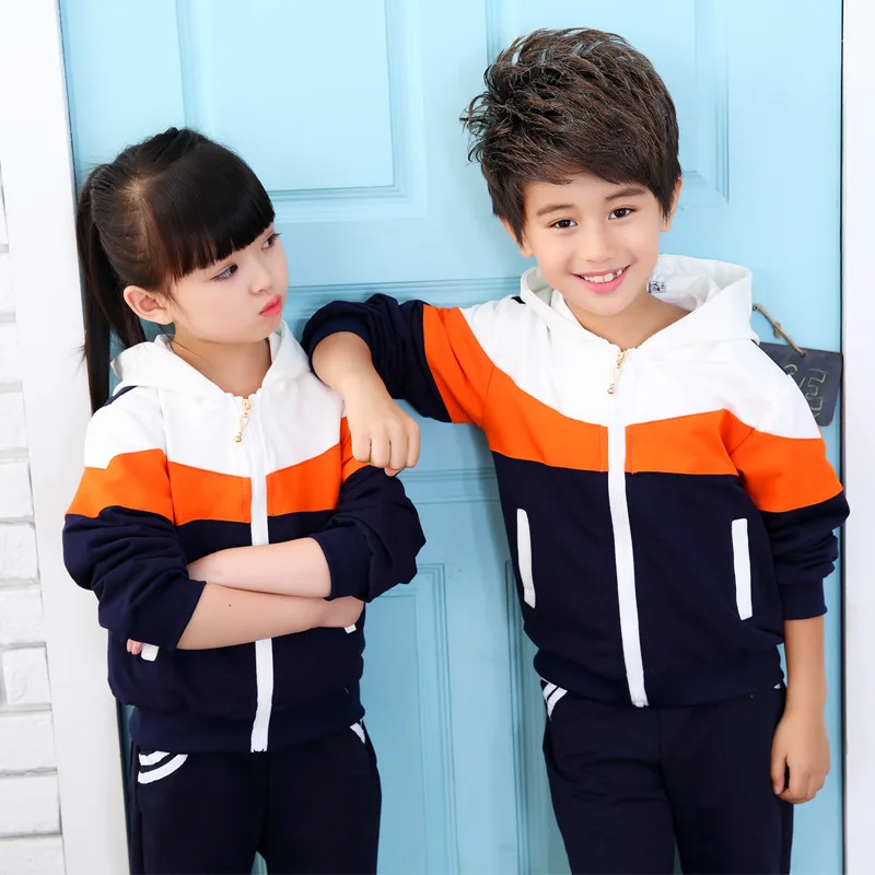 

Spring Autumn Kids Boys Clothing Set PLus Size For 6 8 10 12 14 Years Boys Girls Sports Tracksuit Children Hooded Jakcet Pants