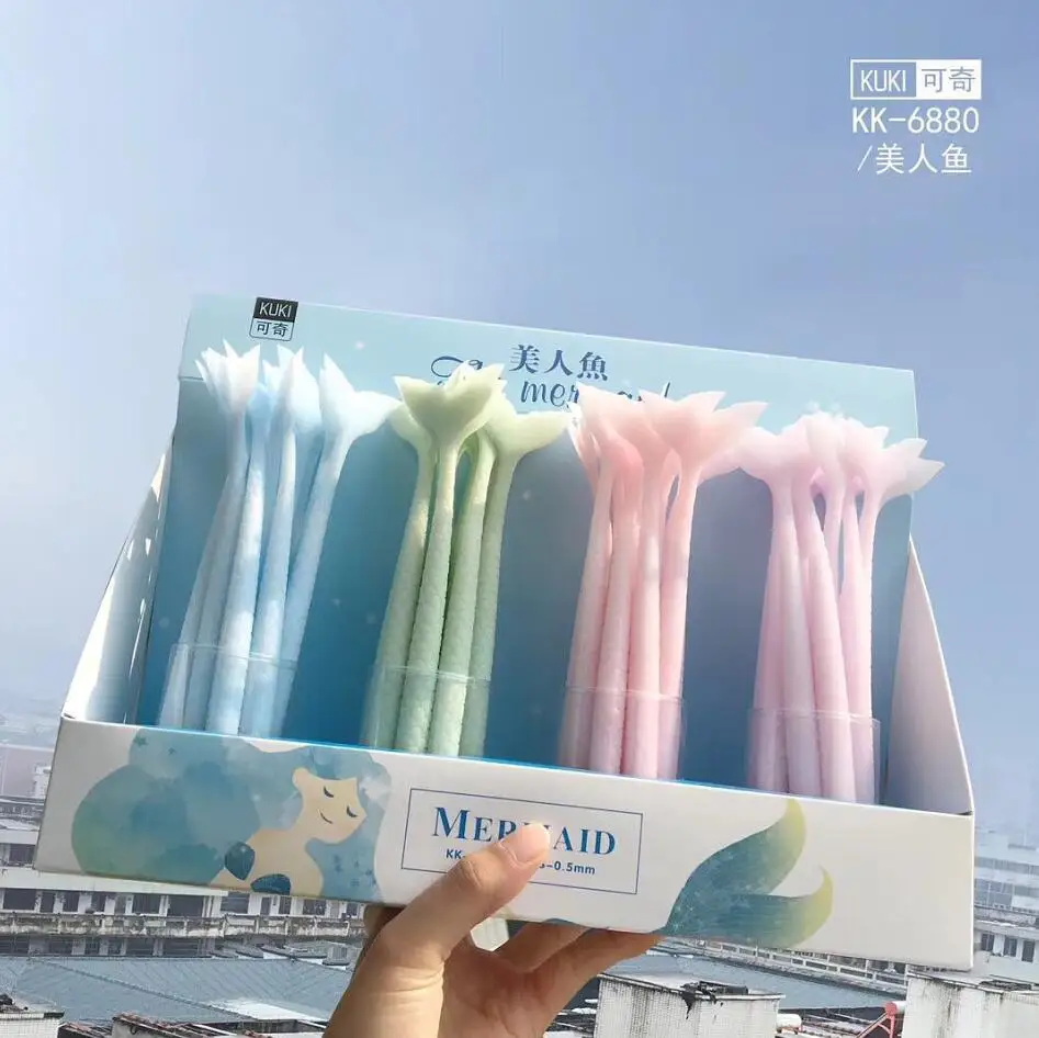 

48pcs/pack beautiful fish sea-maid silicone gel pen creative office school stationery lady girls writing tool water ink pen