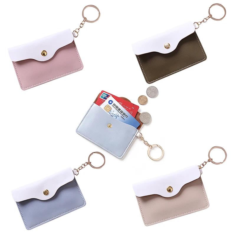 NEW Women Sweet Coin Purse Leather Slim Wallet Card Holder Coins Cover Money Bag Key Ring Mini Pouch Lady Mini Ultra-Thin Clutch
