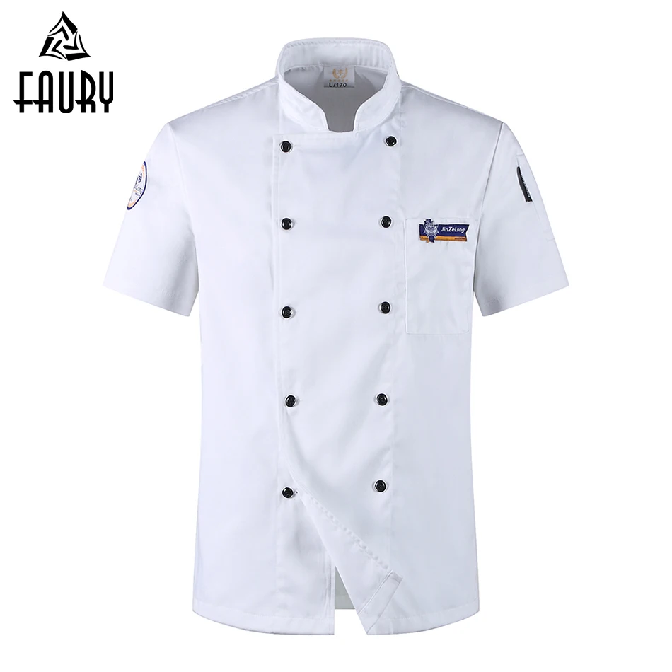 

M-3XL New Arrival Mens Kitchen Cozinha Cooking Work Wear Uniforms Restaurant Summer White Top shirts Double Breasted Chef Jacket