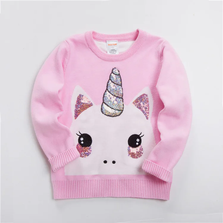 Свитер для маленьких девочек мягкий пуловер с рисунком, свитер для девочек, модная детская вязаная одежда с блестками детский джемпер для девушки от 3 до 7 лет - Цвет: As picture show