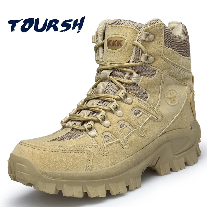 

TOURSH Tactical Boots Military Desert Combat Boots Outdoor Shoes Men Boots Waterproof Tactical Shoes Military Sneakers Men