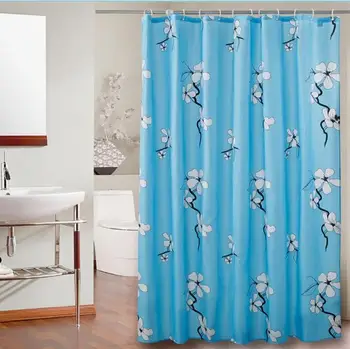 

Flowers bloom thick waterproof mildew thick polyester shower curtain bathroom shower partition send strap hook