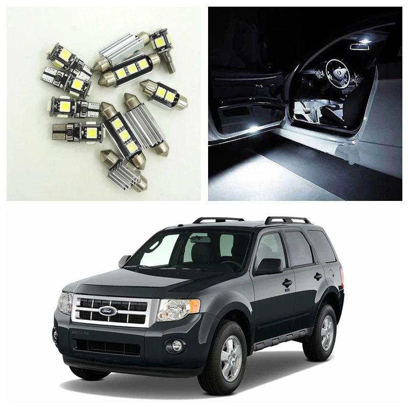 12Pcs White LED Light Bulbs Interior Package Kit For Ford Escape 2010