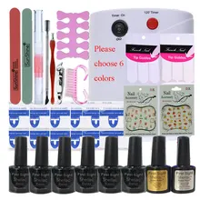 NAIL ART BASE инструмент 36 Вт УФ-лампы красочные soak off Gel nail base gel верхнее покрытие-гель лак для ногтей комплект маникюрные наборы и Наборы