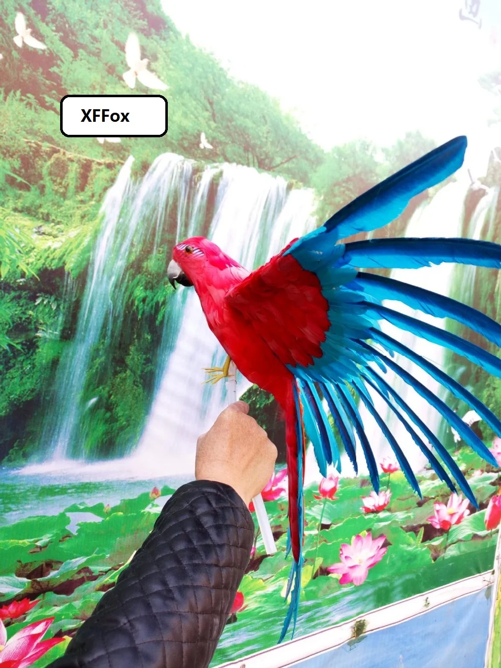 

big real life wings parrot model foam&feather red&blue simulation parrot bird gift about 45x60cm xf0305