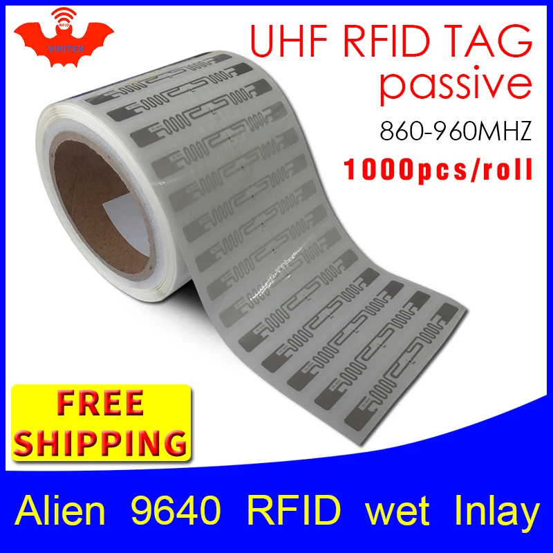 

UHF RFID tag sticker Alien 9640 EPC6C wet inlay 915mhz868mhz860-960MHZ Higgs3 1000pcs free shipping adhesive passive RFID label