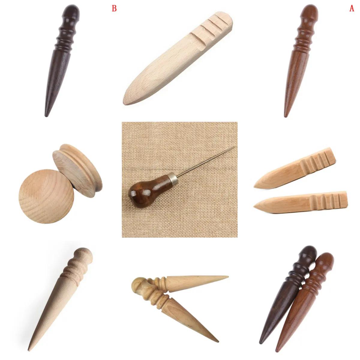 

Multi-Size Wood Slicker Leather Leathercraft Solid Wood Round Burnishing Edge for Polished Edge Leather Craft Working Tool