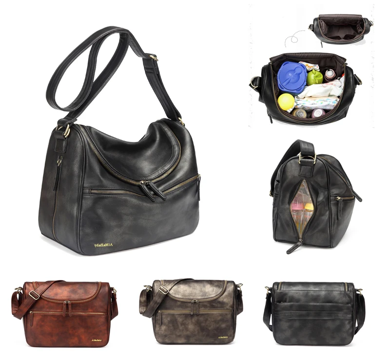 

Free Shipping! Unisex Quality PU Multi-function Messenger Baby Changing Diaper Bag Nappy Bag+Changing Pad--AMB267
