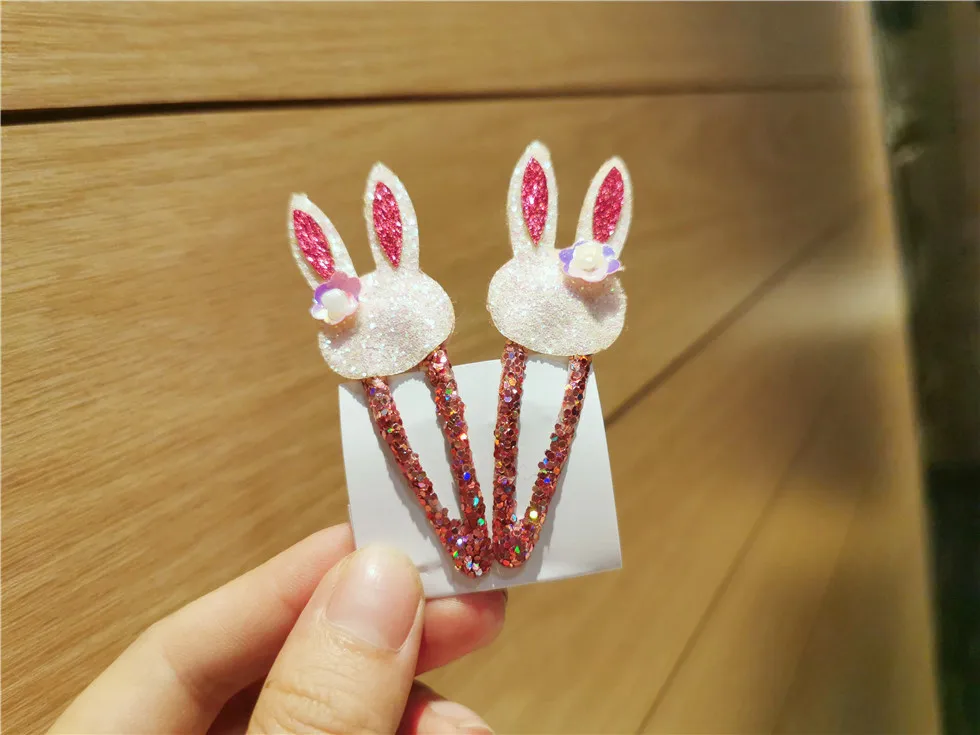 Boutique ins 12Sets Fashion Cute Glitter Deer Rabbit Snap Clips Floral Pig Fox Hairpins Princess Headwear Hair Accessories