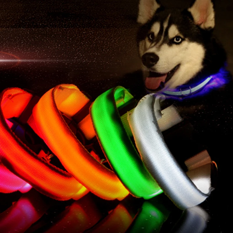 Новый Нейлон светодиодный pet Ошейник ночь безопасности Anti-Потерянный проблесковый маячок воротники Товары для собак 8 видов цветов для