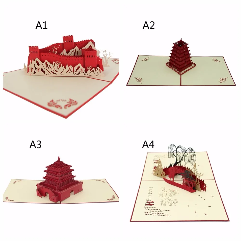Aliexpress Buy Chinese Style 3D Birthday Cards Merry Christmas Tree Greeting Cards Handmade Paper Postcards Souvenirs Greeting Card from Reliable tree