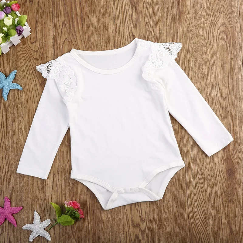 2018 new cute babies girl white bodysuits Newborn Baby Girls Infant