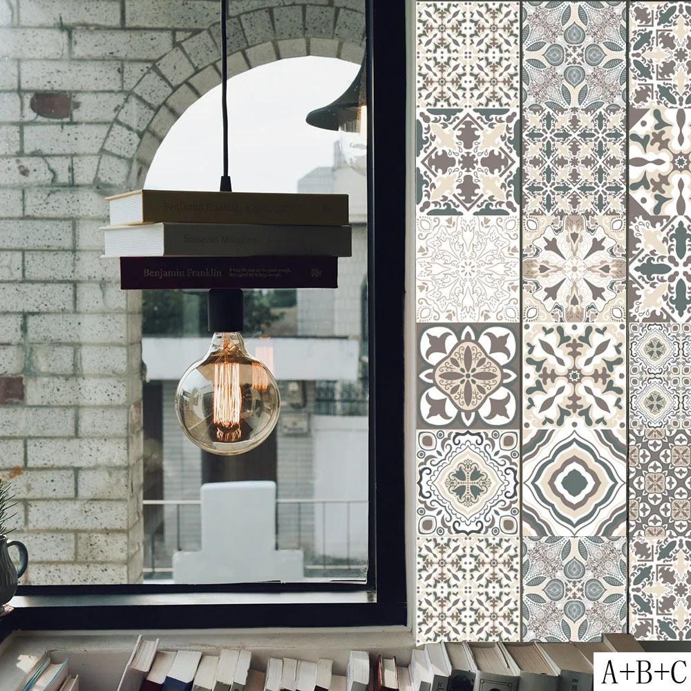 Vintage Moroccan Tile Stickers DIY Self Adhesive Waterproof PVC Bathroom Kitchen Wall Stickers Kitchen Waist Line Tiles Stiker Vintage Moroccan Tile Stickers DIY Self Adhesive Waterproof PVC Bathroom Kitchen Wall Stickers Kitchen Waist Line Tiles Stiker