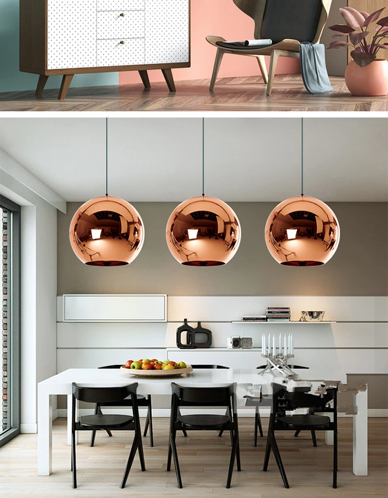 Современный подвесной светильник с бронзовым стеклянным шаром, комбинированное украшение для дома, гостиной, E27, Золотой светодиодный светильник ing