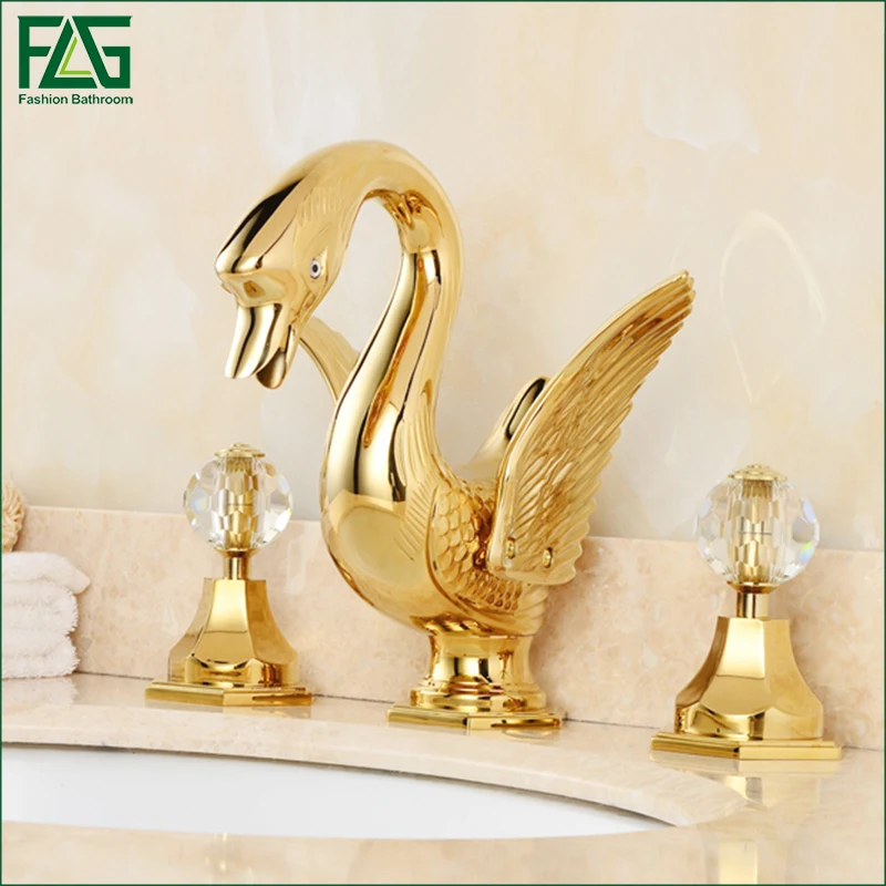 bathroom bronze 8 faucet Widespread Basin FLG Plated Golden Soild Brass Bathroom
