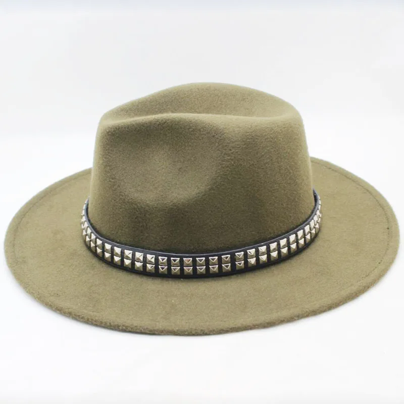 Модная женская мужская шерстяная шляпа-федора для джентльменов, леди с широкими полями, джазовые церковные шляпы, Крестный отец сомбреро, шапка с лента в стиле «панк»