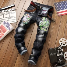 2019 Brand Jeans Men Straight Denim 3d embroidery Plus Size 29-38 Fashion Casual Long Pants Trousers Brands Biker Jeans homme 2019 Brand Jeans Men Straight Denim 3d embroidery Plus Size 29-38 Fashion Casual Long Pants Trousers Brands Biker Jeans homme