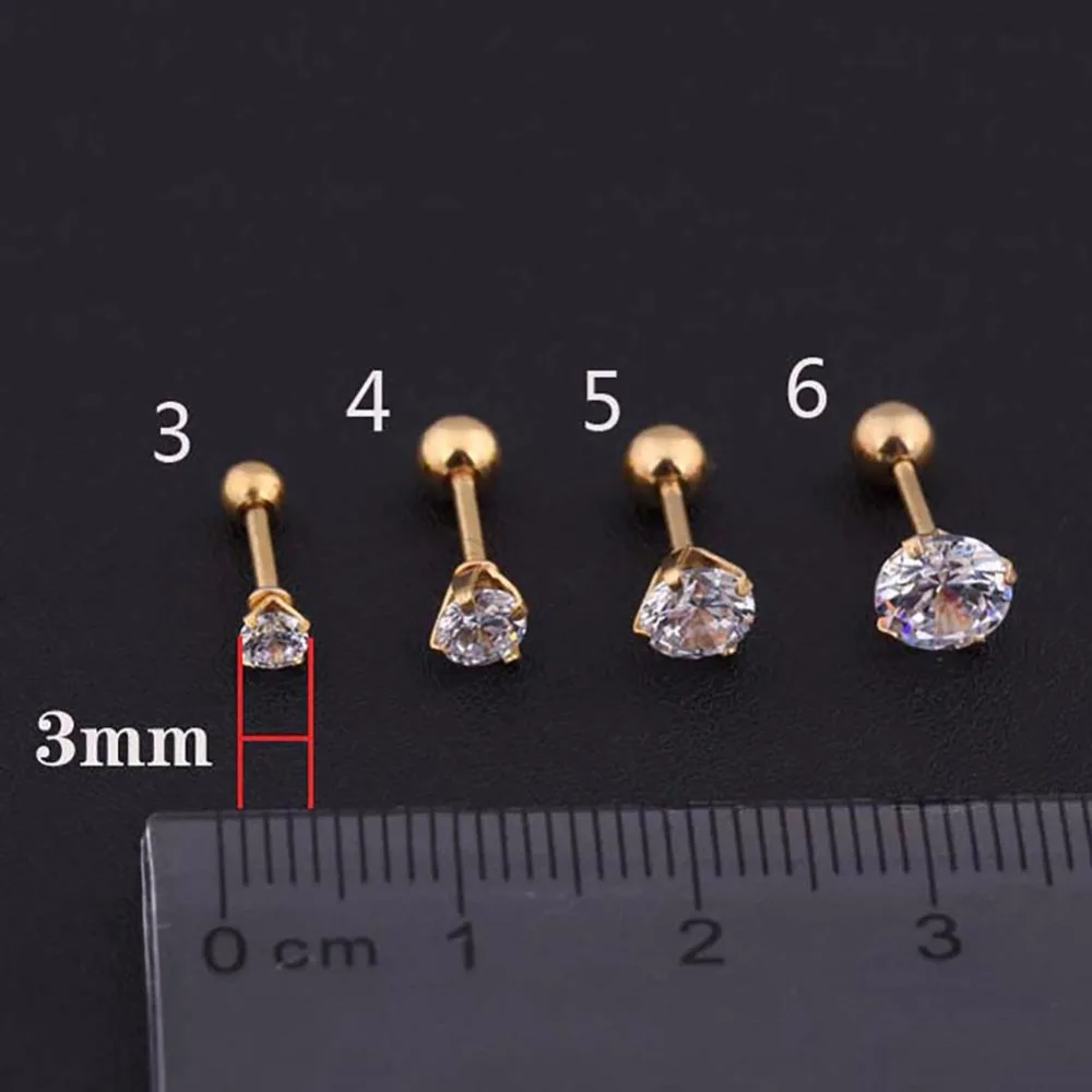 1 шт. Шпилька для ушей золото циркон кристаллы фотоэлемент тела #269104|ear stud gold|ear