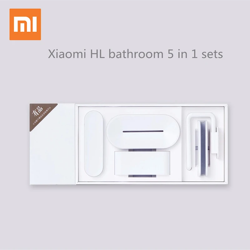 

Original xiaomi mijia HL bathroom 5 in1 sets for Soap Tooth Hook Storage Box and Phone Holder for Bathroom Shower Room Tool