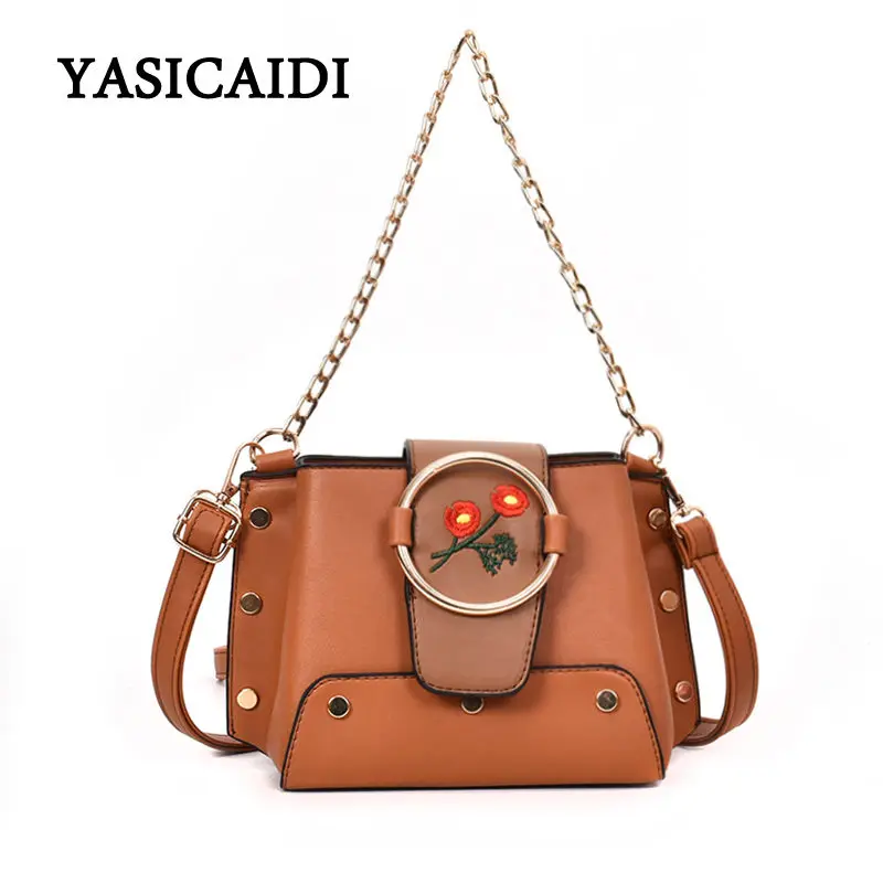 

Vintage Embroidery Women Crossbody Bags Fashion Chains Shoulder Strap Women Shoulder Bags Designer Rivet Ladies Messenger Bags