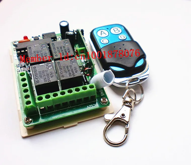 

Free Shipping DC 12V 10A 4CH Learning Code RF Wireless Remote Control Switch Systems