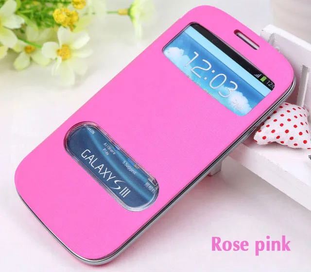 Flip Cover Shell Holster Slim View Original Battery Housing Leather Case For Samsung Galaxy S3 I9300 / S3 Neo I9300i / S3 Duos