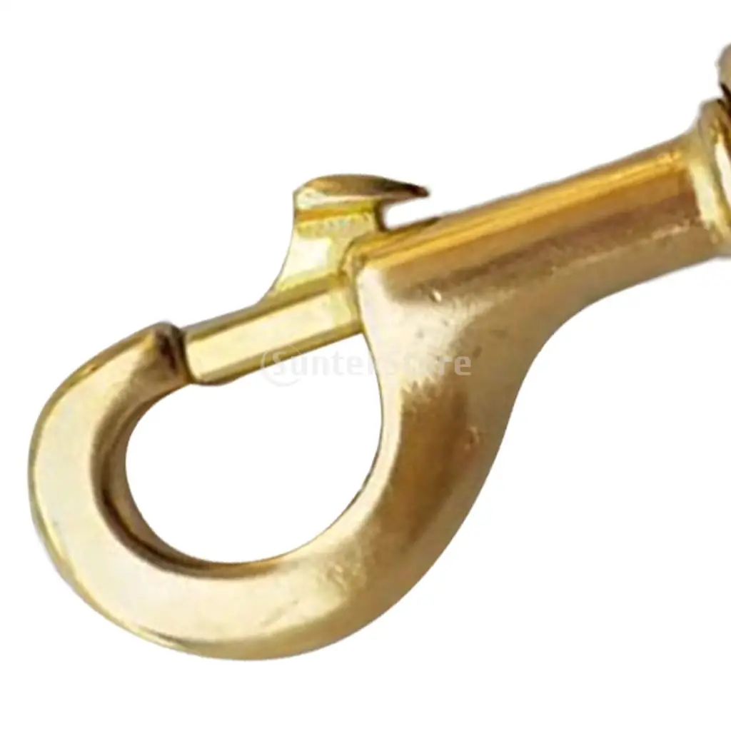 Heavy Duty Pure Brass Single Ended Round Swivel Eye Bolt Snap Hook Clip for Underwater Scuba Diving Reel, Torch, Light, Hose