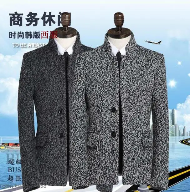

Stand collar suit casual woolen coat men double breasted overcoat mens cashmere coat casaco masculino inverno erkek england grey