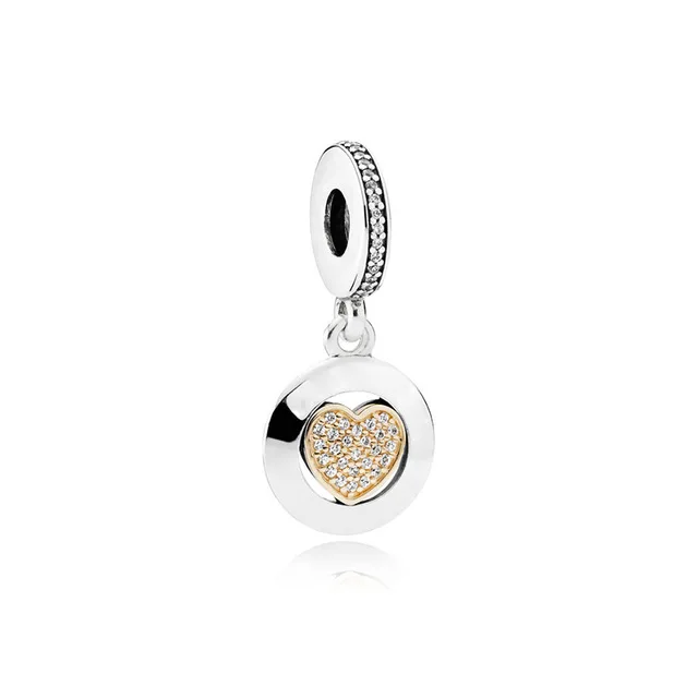 

Kristie 100% 925 Sterling Silver Middle Gold Color Bracelet RING Earring HANGING CHARM CLIP SAFETY CHAIN HEART Pendant