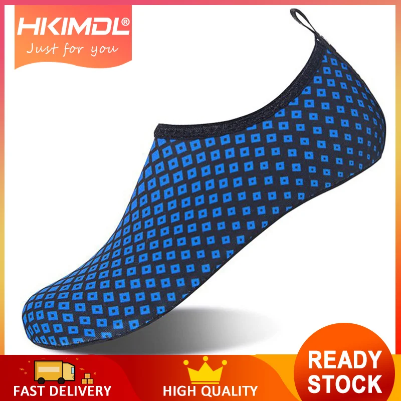

HKIMDL New Hot Sale Shoes Men Unisex Summer Beach Wading Shoes Swim On Surf Drain hole Quick-Drying Skin Sock Stripe Water Shoes