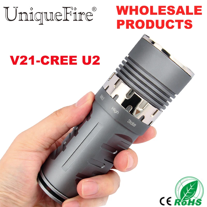 

UniqueFire V21 High Power 3800LM XM-L U2 Led Flashlight Torch Aluminum Led Flashlight Torches Lamps For 3*18650 Battery
