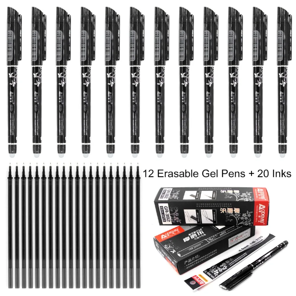 32pcs 0.5mm Special Erasable Pen Smooth Handwriting Gel Refillable Ball