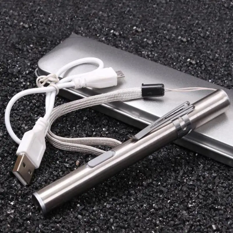 Мини из нержавеющей стали зарядка USB светодиодный перезаряжаемый светильник маленький карманный флэш-светильник фонарь кемпинг открытый инструмент выживания