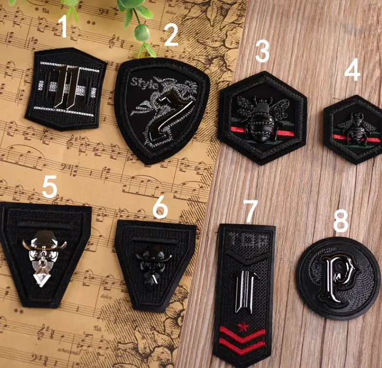 5Pcs Black patches for clothes Iron on patch embroidered applique