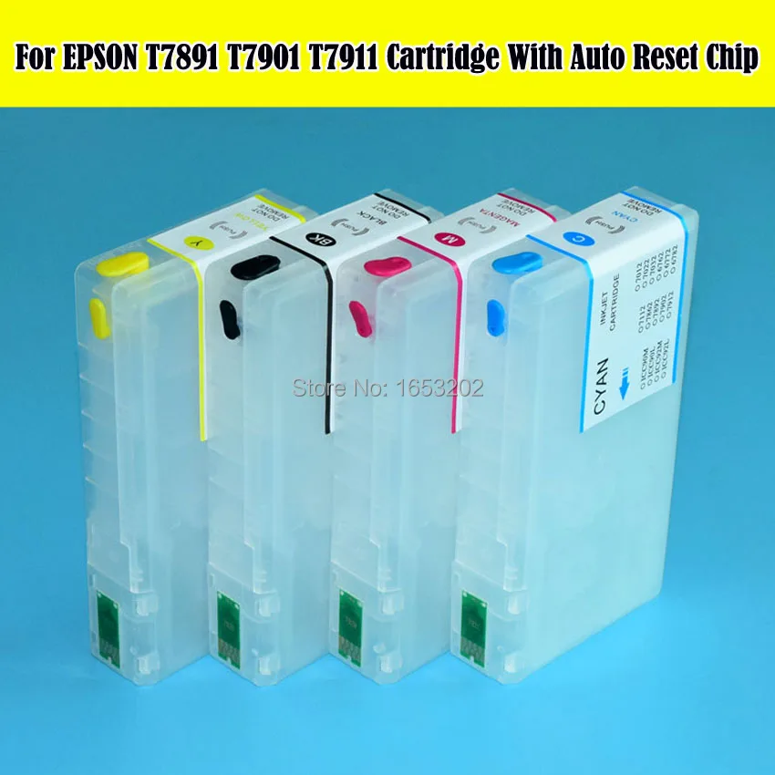 Картридж T7901 T7904/T790 790 для Epson WorkFore 5110/5190/5620/5690 с чипами ARC 4 цвета/комплект|ink