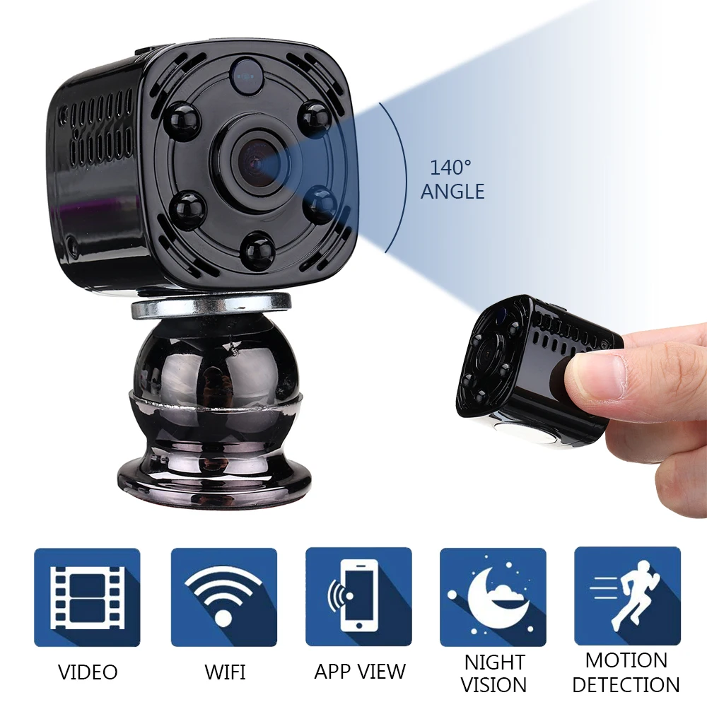 

HD 1080P App Wireless Camera WiFi Cam 140 Wide-angle Sport DV Recorder Night Vision Action Camera with 360 Rotation Base