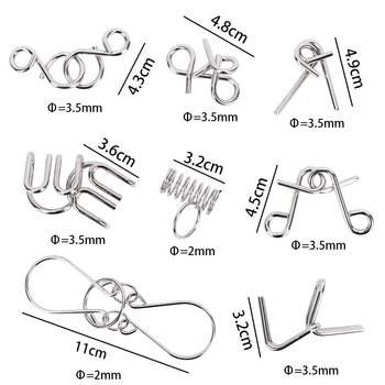 

8PCS/Set Materials Metal Puzzle Wire IQ Mind Brain Teaser Puzzles Educational Toys For Children Adults Anti-Stress Reliever Toys