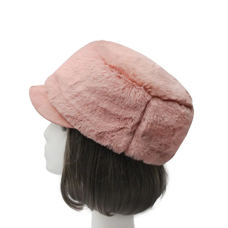  [AETRENDS] Winter Caps 4 Solid Colors Faux Fur Military Cap Women Fashion Flat Hat Army Salior Mili