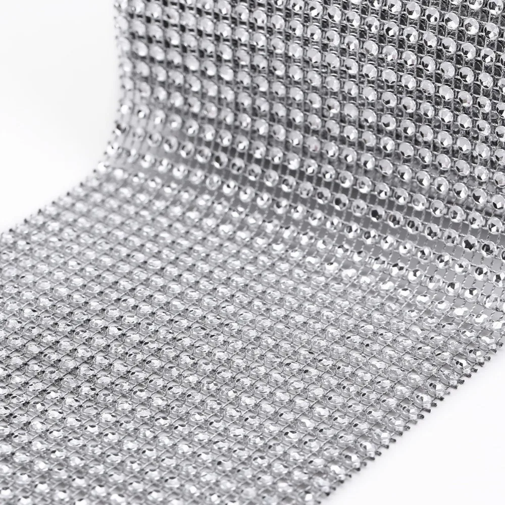 10yard(30 футов) 4," wide Silver Цвет бриллиант сетки Обёрточная бумага Roll Украшенные стразами поиске Лента отделка Свадебная вечеринка украшения