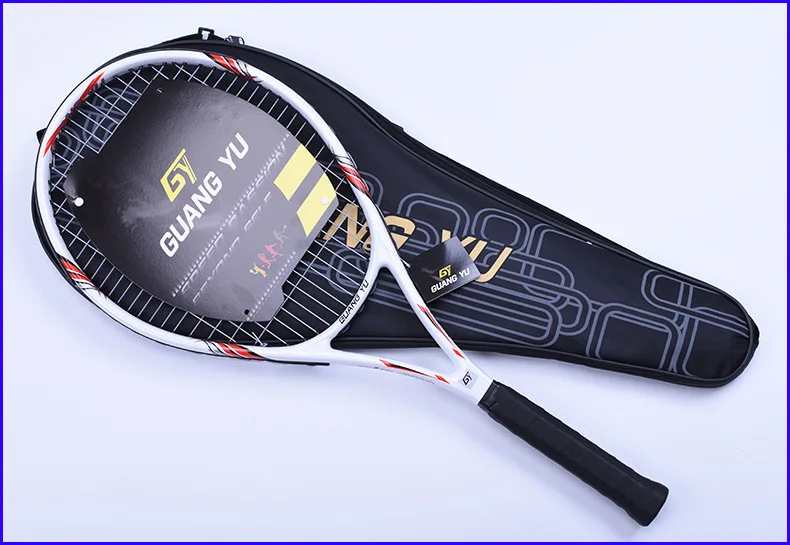 Углеродное волокно Теннисная ракетка качество Начинающий обучение теннис выстрел стабильный демпфирования один ракетка с струнами Q1316CME
